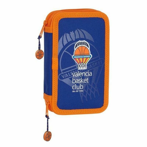 Double Pencil Case Valencia Basket M854 Blue Orange 12.5 x 19.5 x 4 cm