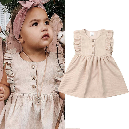1 6Y Toddler Baby Girl Solid Dress Ruffles
