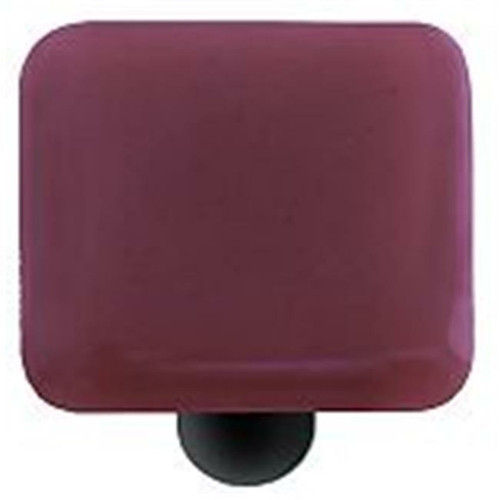 Hot Knobs HK1037-KB Light Plum Square Glass Cabinet Knob - Black Post