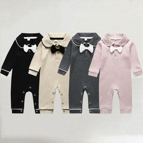 Kids Autumn Sweet Bow Neck Rompers Toddler Baby