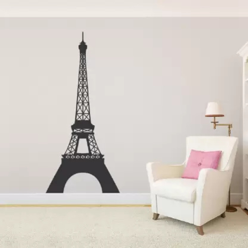 127 Cm Eiffel Tower Wall Decal Black Self Adhesive Sticker (Pack Of 1)