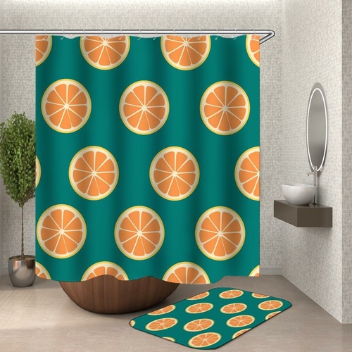 Teal And Orange Slices Shower Curtain