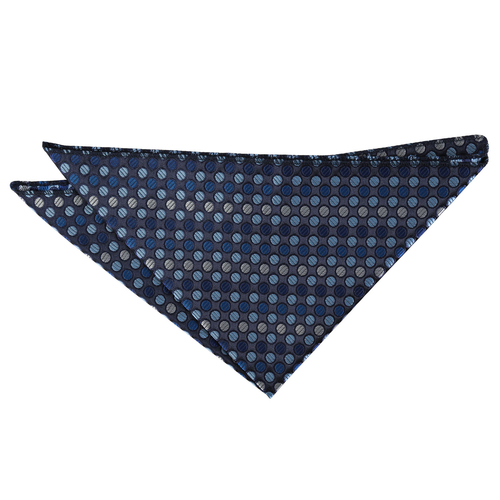 Chequered Polka Dot Handkerchief - Blue, Silver & Royal