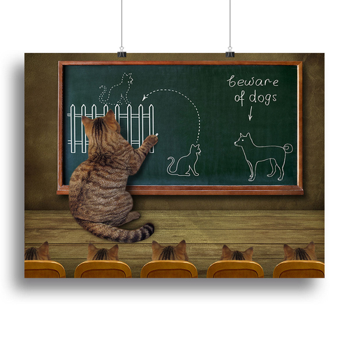 Cat teacher and his pupils Canvas Print or Poster