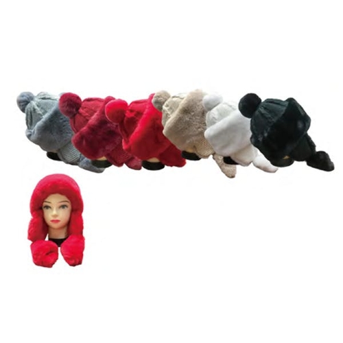 Main Womens Fur Cuff Knit Hat, Assorted Color - Case of 36 image