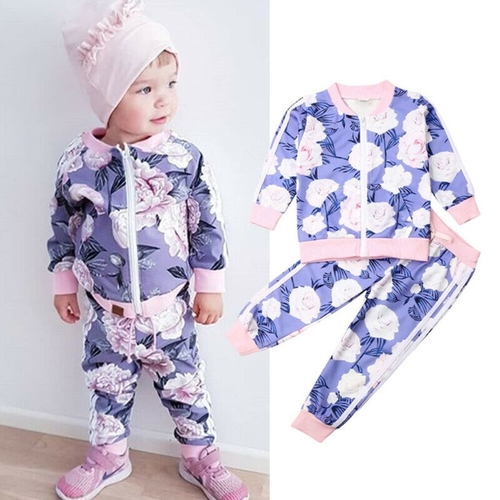 Pudcoco Autumn Kid Baby Girl Floral 2PCS Outfit