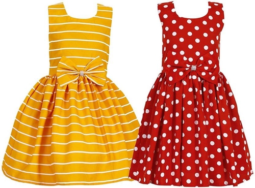 Girls Midi/Knee Length Casual Dress  (Multicolor,) PACK OF 2