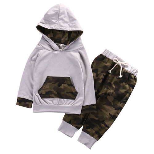 2Pcs Grey Camo Pocket Clothing Set Newborn