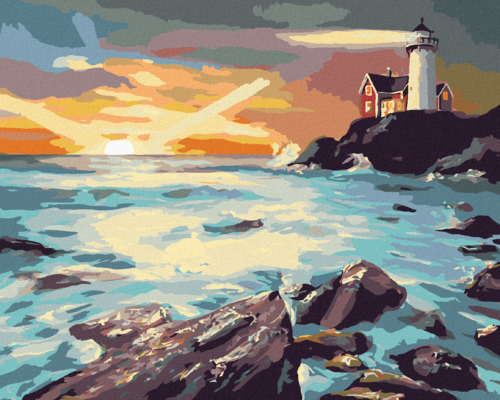 Zuty - Paint by Numbers - A LIGHTHOUSE AFTER SUNSET (D. RUSTY RUST),