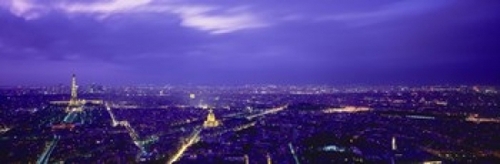 Aerial View Of A City  Paris  France Poster Print by  - 36 x 12