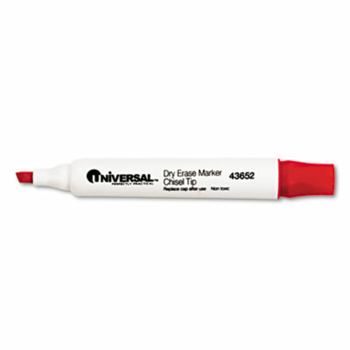 Universal 43652 Dry Erase Marker  Chisel Tip  Red  Dozen