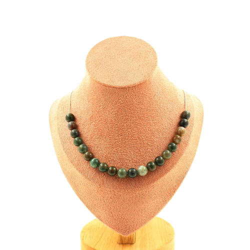 Indian Agate 20 beads necklace 8 mm.