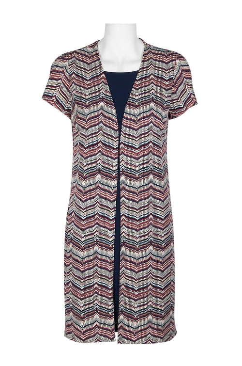 Perceptions Boat Neck Solid Jersey Dress with Short Sleeve Chevron