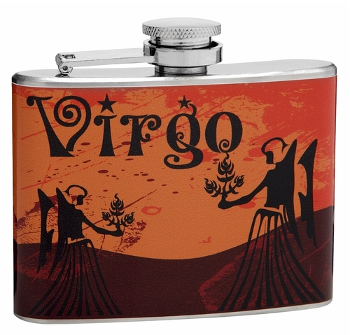Virgo Sign of the Zodiac 4oz Flask, Gift Box, Funnel and Shot Glasses