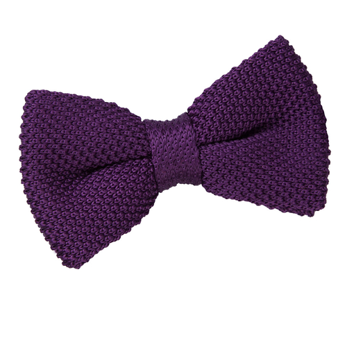 Plain Knitted Pre-Tied Bow Tie - Cadbury Purple