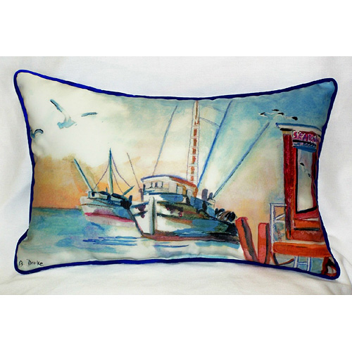 Betsy Drake HJ308 Shrimp Boat Art Only Pillow 15"x22"