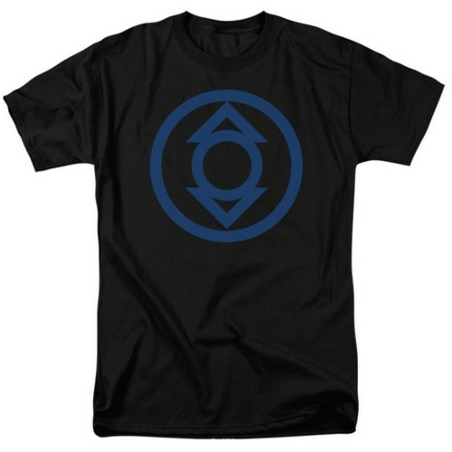 Green Lantern-Blue Emblem Short Sleeve Adult 18-1 Tee, Black - Med