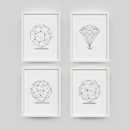 Low Polygon Retro Abstract Canvas  Art Print ,