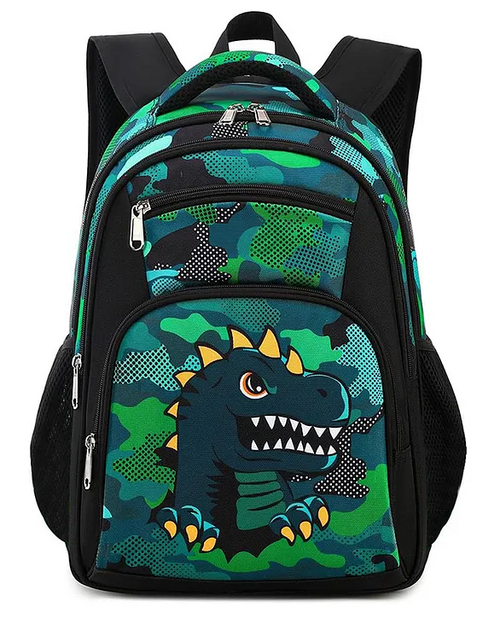 Premium School Bag Black Dianasour for Kids - height 16 inches