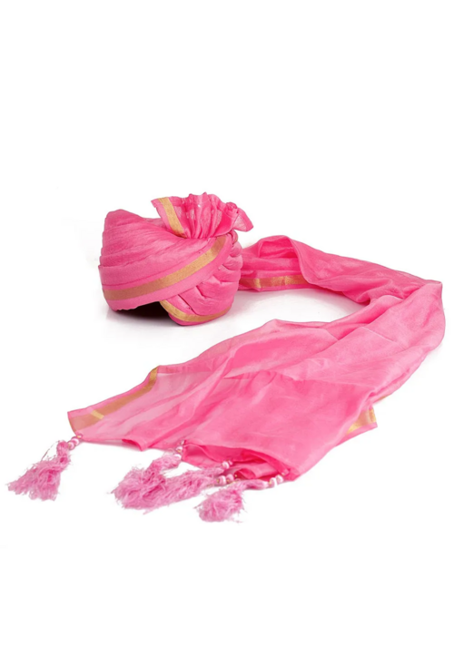 Men Woven Silk Turban/Pagri  (Color-PINK)