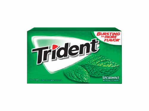 Trident 9785346 1.168 oz Sugar Free Spearmint Chewing Gum - 14 Piece