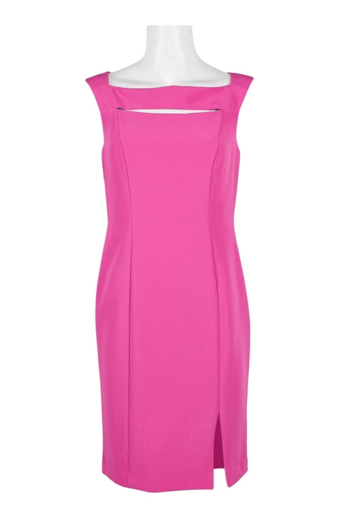 Laundry Square Neck Sleeveless Keyhole Front Slit Side Zipper Back