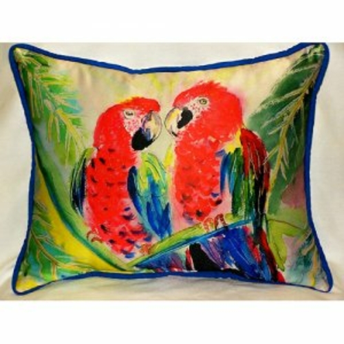 Betsy Drake ZP317 Two Parrots Throw Pillow- 20 x 24 in.