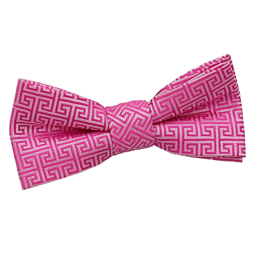 Greek Key Pre-Tied Bow Tie - Boys - Fuchsia Pink