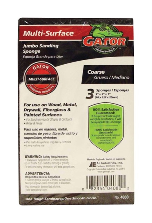 Gator Grit 4176 3 x 5 in. 60 Grit Sand Sponge - 