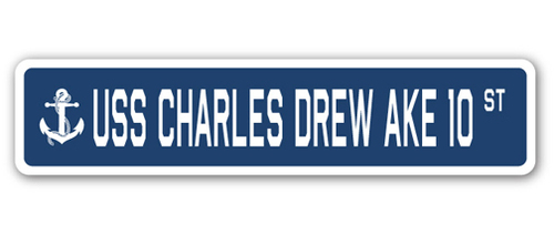 SignMission SSN-Charles Drew Ake 10 4 x 18 in. A-16 Street Sign - USS 