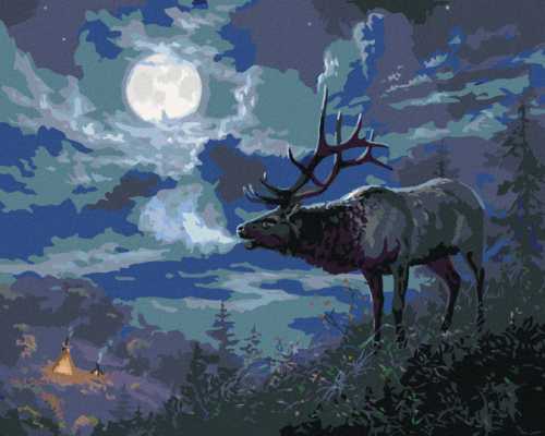 Paint by Numbers - DEER AND THE FULL MOON (ABRAHAM HUNTER)