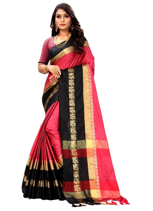 Generic Women's Cottton Silk Saree (Multi Color ,