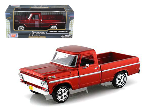 1969 Ford F-100 Pickup Truck Burgundy 1/24 Diecast Model Car by