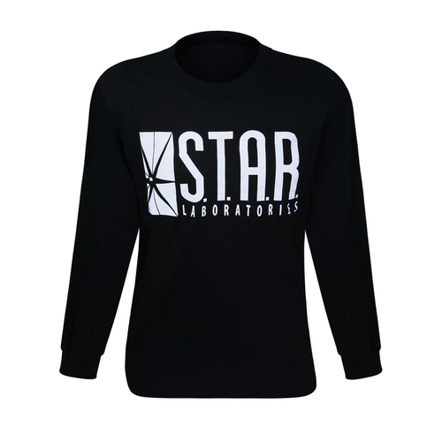 Flash tslsflshstrblkS Flash Star Labs Black Long Sleeve Mens T-Shirt -