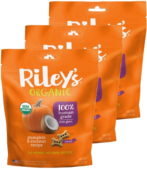 Rileys Organics 192959808919 Pumpkin & Coconut Small Bone Dog Treats&#