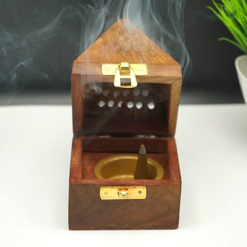 Wooden Pyramid Shape Incense Box Hoder Stand | Wooden Agarbatti Stand