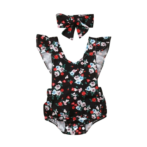 Newborn Infant Baby Girl Flower  Bodysuit