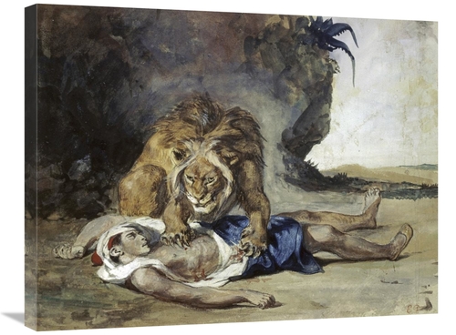 Global Gallery GCS-277374-30-142 30 in. Lion Rending Apart a Corpse Ar