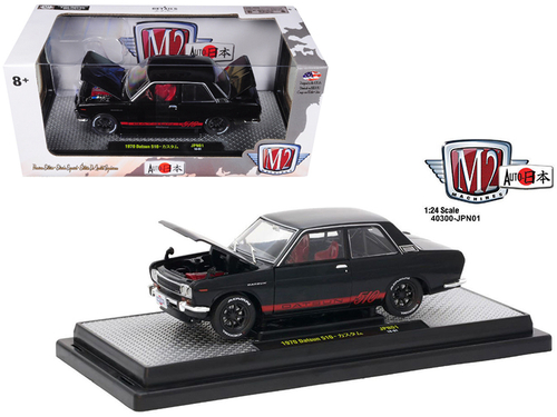 1970 Datsun 510 \Auto-Japan\" Gloss Black with Bright Red Stripes 1/24