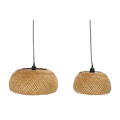 Ceiling Light DKD Home Decor 2 Pieces Brown Bamboo 50 W (38 x 38 x 17
