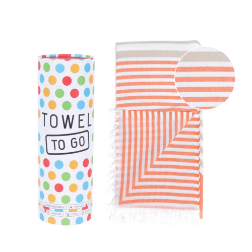 Beach Pool Hammam Towel, Orange Beige in Gift Box