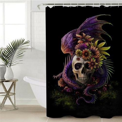 Skull and Dragon Shower Curtain