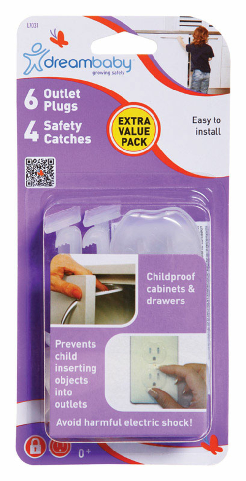 Dreambaby 5989173 Clear Plastic Safety Catches & Outlet Covers Kit - P