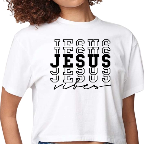 Womens Cropped Graphic T-shirt - Jesus Vibes