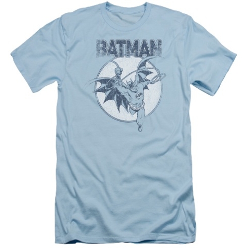 Trevco Batman-Swinging Bat - Short Sleeve Adult 30-1 Tee - Light Blue-
