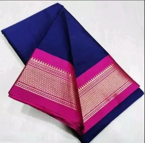 Women's Traditional Paithani Cotton Silk Sarees With Contrast Blouse