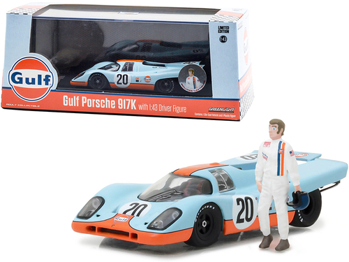 1970 Porsche 917K #20 \Gulf Oil\" with Figurine 1/43 Diecast Model Car