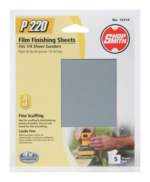 Shopsmith 12314 220 Grit Sanding Sheet - pack of 5