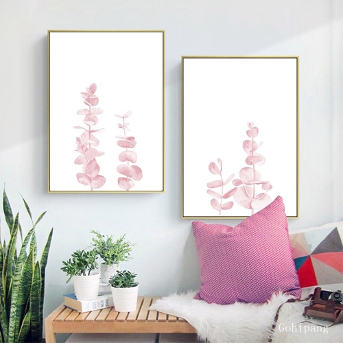 Pink Eucalyptus Leaves Nordic Posters and Prints