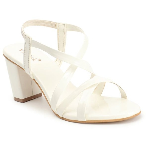 Strappy Slingback Chunky Heeled Sandals (Size-37) (Color-WHITE)